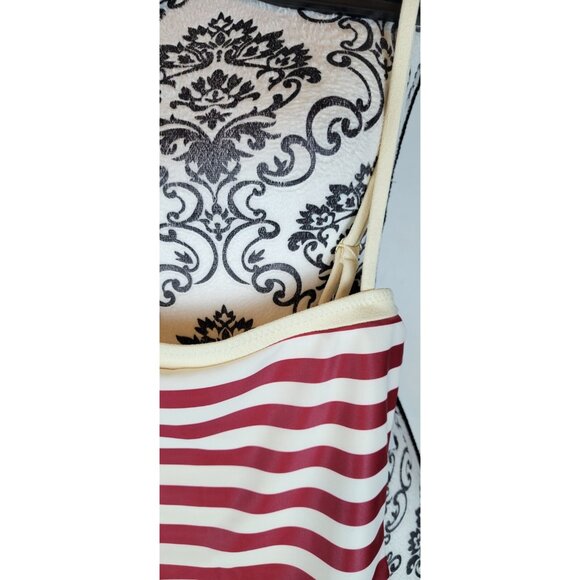 SAME Los Angeles Swim Womens One Piece ColorBlock Stripped Burgandy XSmall - Picture 4 of 7